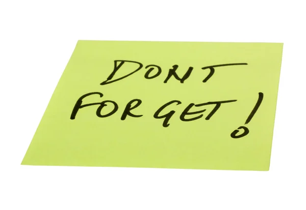 Don't Forget text written on an adhesive note — Stock Photo, Image