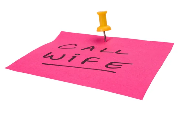 Texto Call Wife escrito em uma nota adesiva — Fotografia de Stock