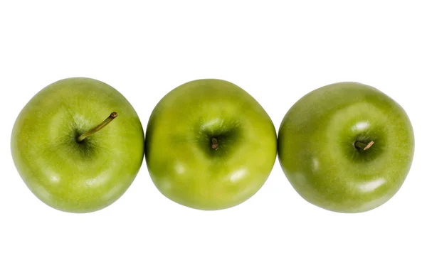 Detailní záběr jablek v řadě — Stock fotografie