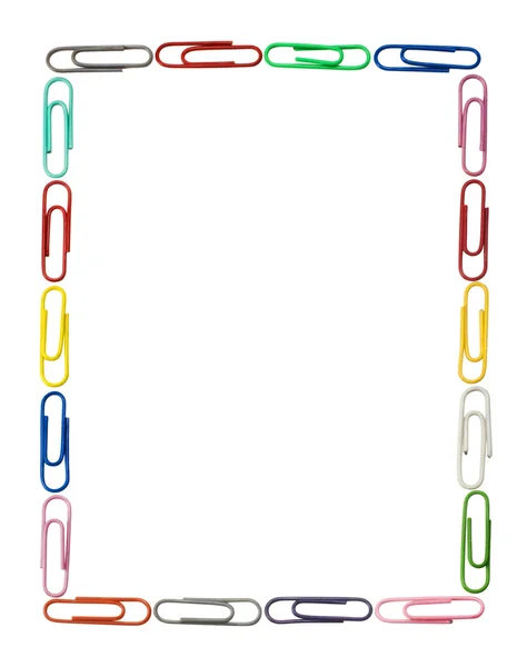 Close-up of paper clips arranged in a rectangular shape — Stock Photo, Image