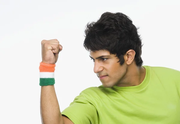 Man clenching fist in excitement — Stock Photo, Image