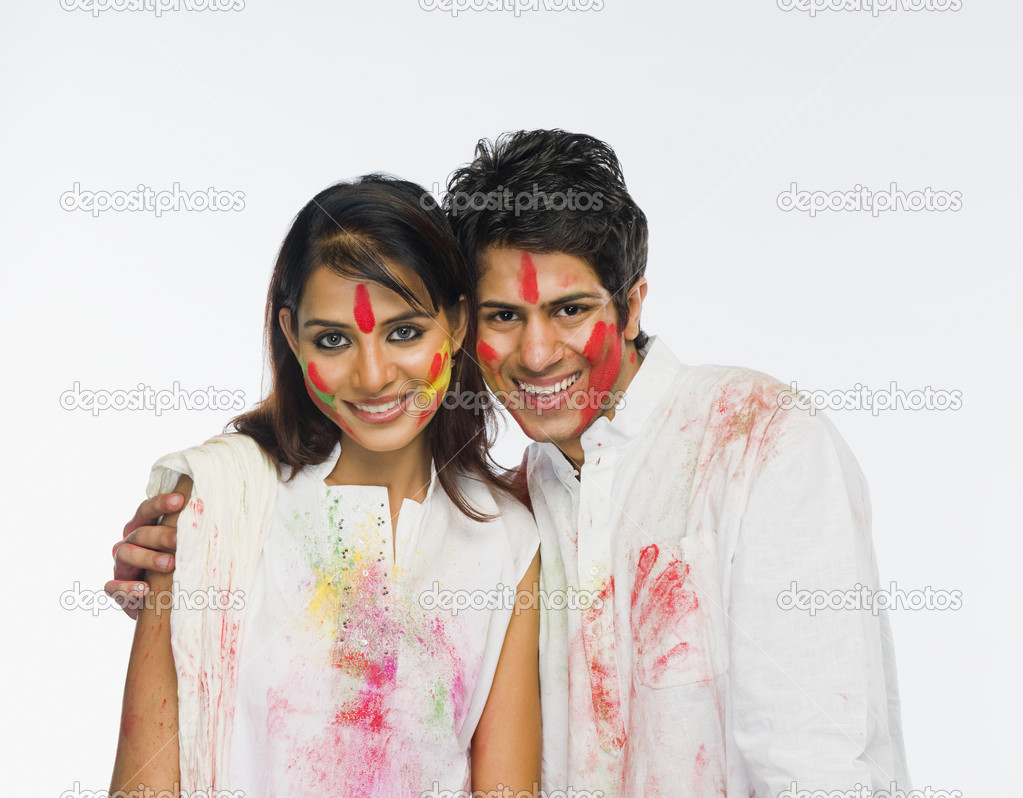 Couple celebrating Holi