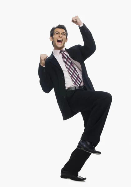 Businessman cheering — Stock Photo, Image