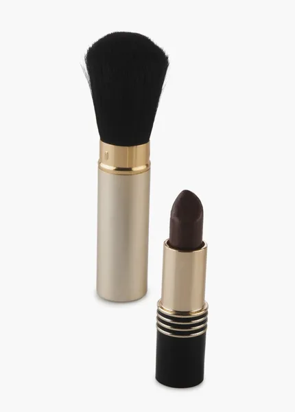 Make-up brush and a lipstick — Stock Photo, Image