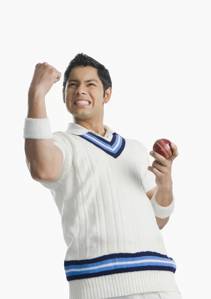 Jugador de críquet celebrando su éxito — Foto de Stock