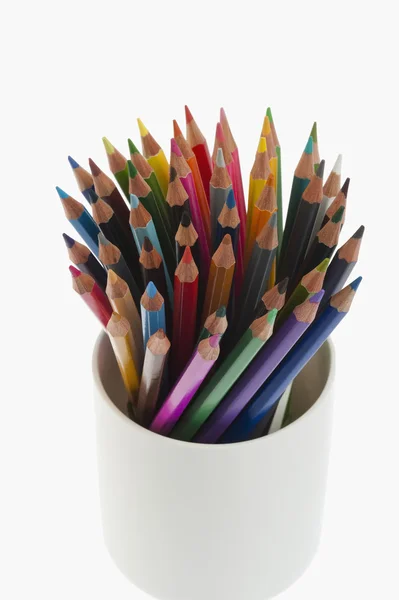 Colored pencils in a desk organizer — Stock Photo, Image