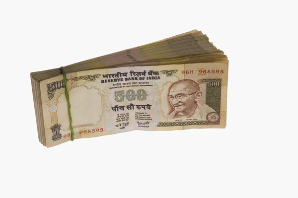Indiano quinhentas notas de rupia — Fotografia de Stock