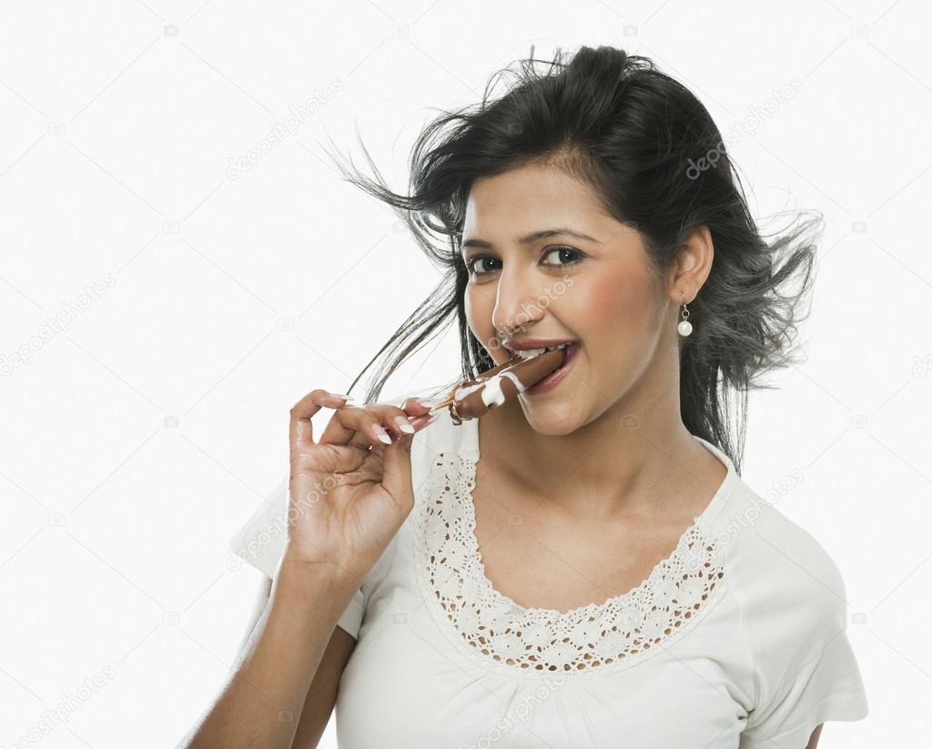 Woman eating an ice cream