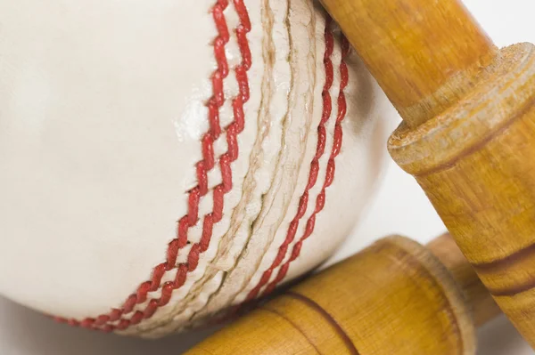 Pallone da cricket e cauzioni — Foto Stock