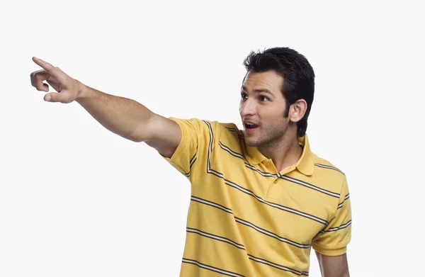 Man pointing upward — Stock Photo, Image