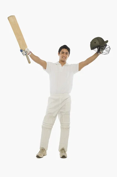 Batsman celebrating his success — Stock Photo, Image