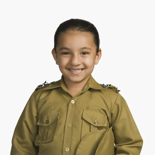 Girl dressed as a police officer — Stock Photo, Image