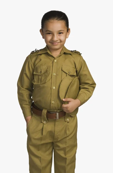 Girl dressed as a police officer — Stock Photo, Image