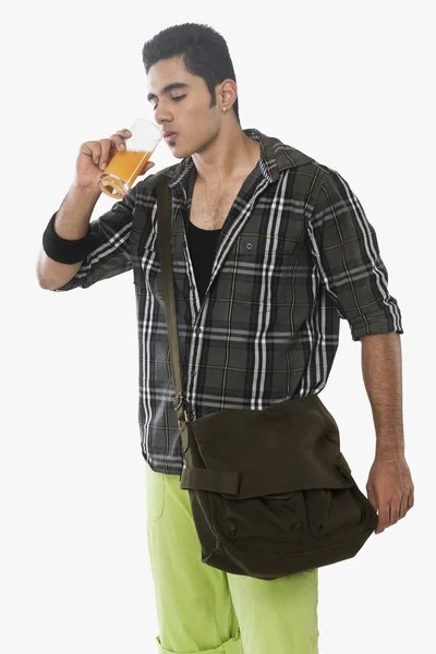 Man drinking juice — Stock Photo, Image