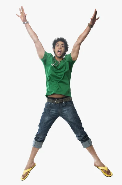 University student jumping — Stock Photo, Image