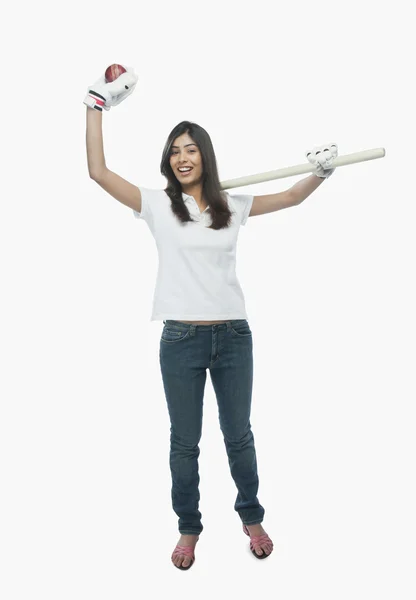 Abanico de cricket femenino animando —  Fotos de Stock