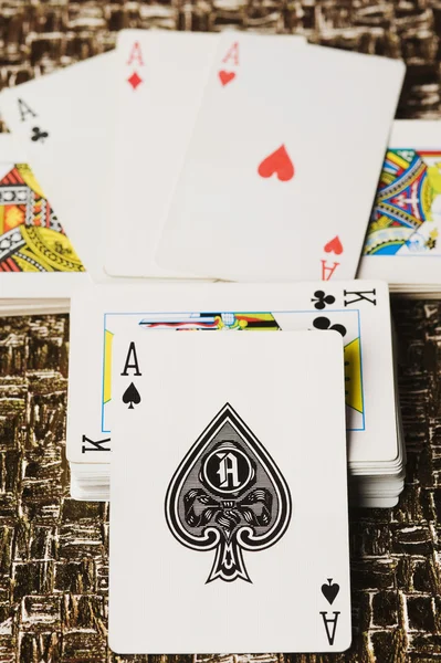 Ace of spade on other cards — Stock Photo, Image