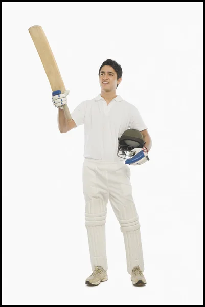 Cricket batsman celebrating his success — Stock Photo, Image