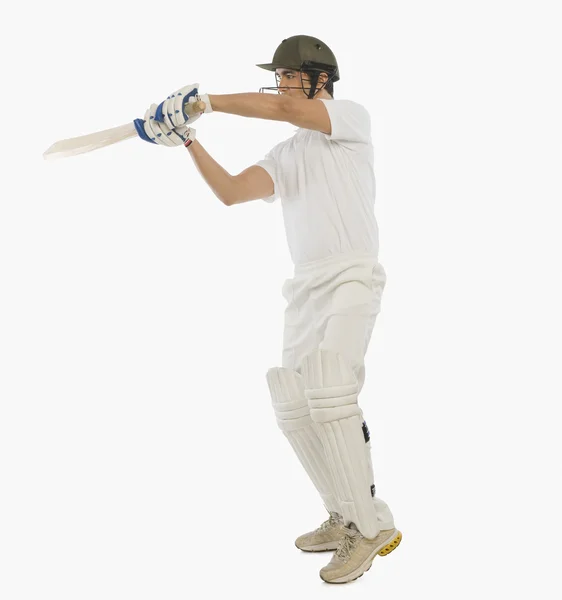 Cricket batsman playing a stroke — Stock Photo, Image