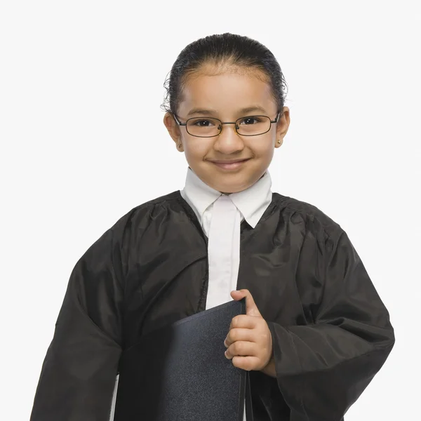 女孩打扮成一名律师 — 图库照片