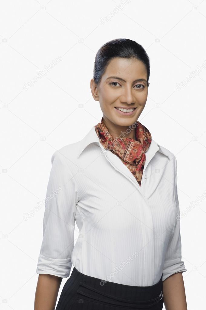 Air hostess smiling