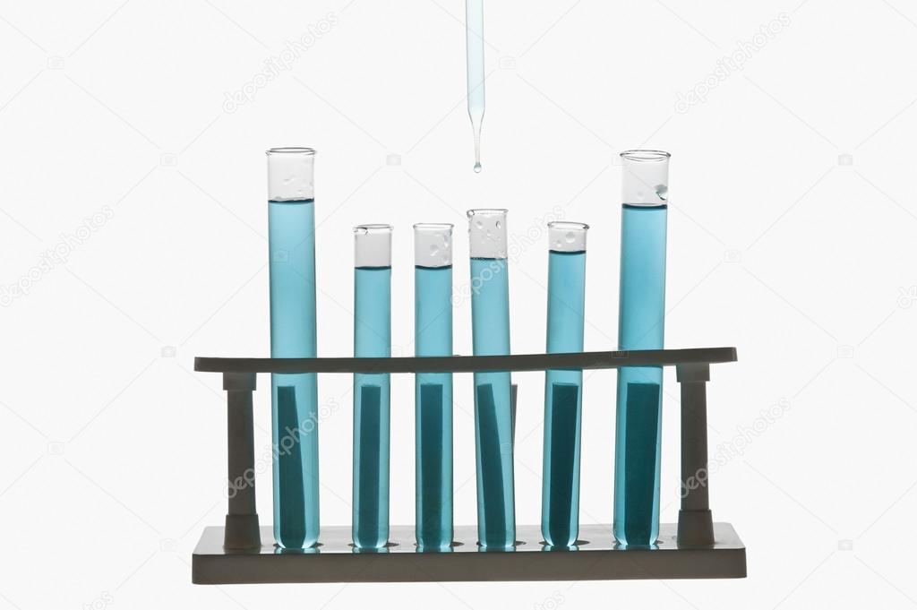 Test tube rack with test tubes