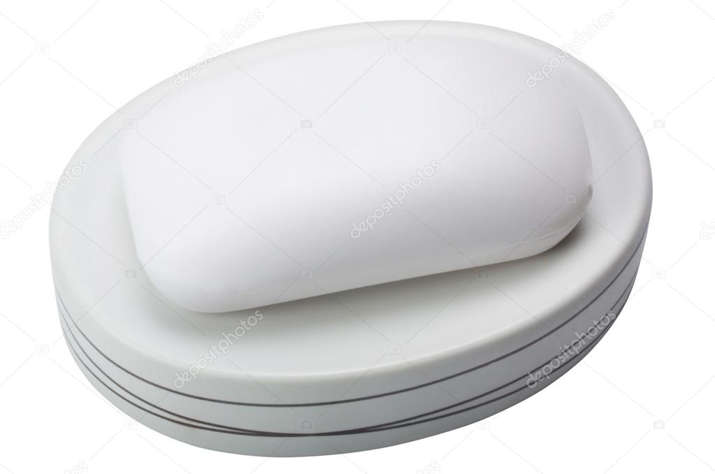 Bar of soap on a soap dish