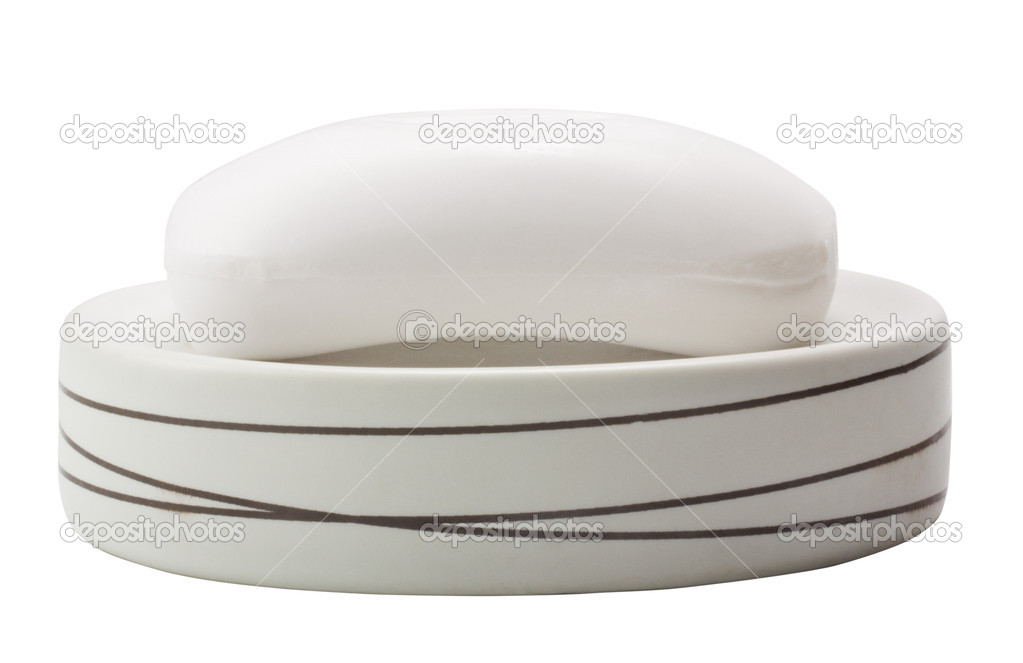Bar of soap on a soap dish