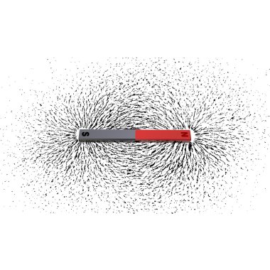 Iron filings around a magnet clipart