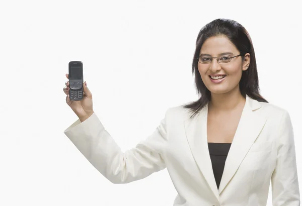 Zakenvrouw weergegeven: een mobiele telefoon — Stockfoto