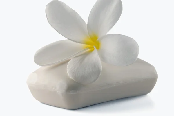 Frangipani fleur avec une barre de savon — Photo