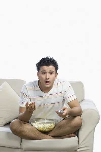 Man watching television — Stock Photo, Image