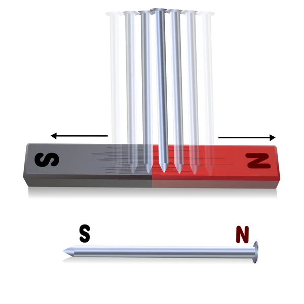 Pregos anexados a um ímã — Fotografia de Stock
