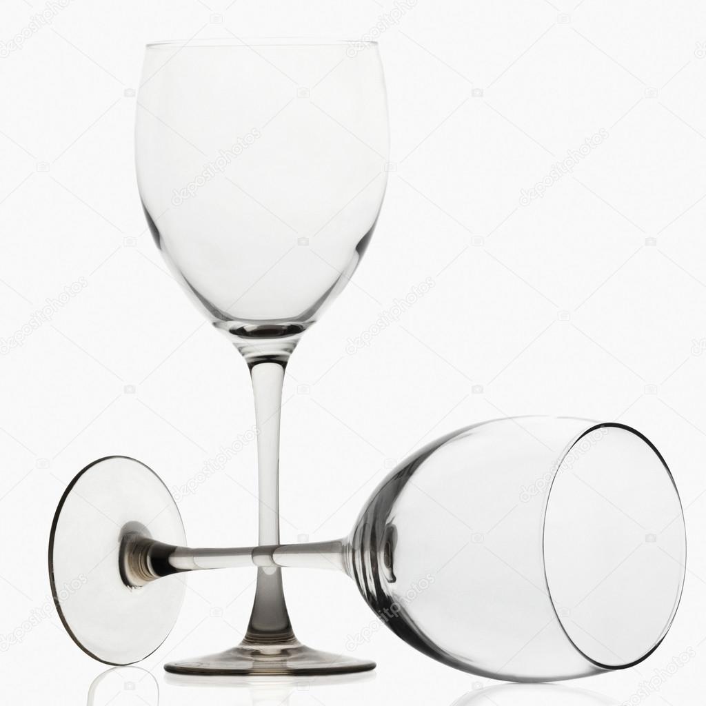 Two empty wine glasses