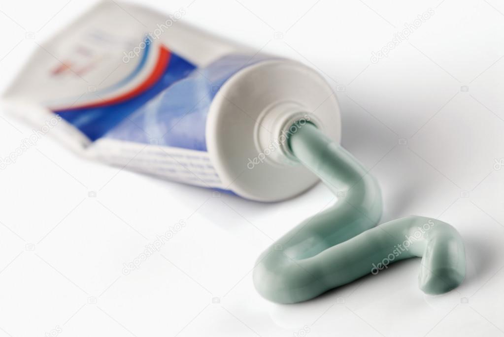 Toothpaste squeezed out from a toothpaste tube