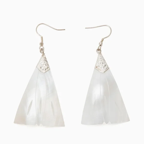 Pair of white earrings — Stock Photo, Image