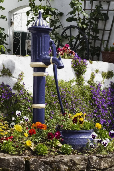 Model of hand pump between plants — Stock Photo, Image