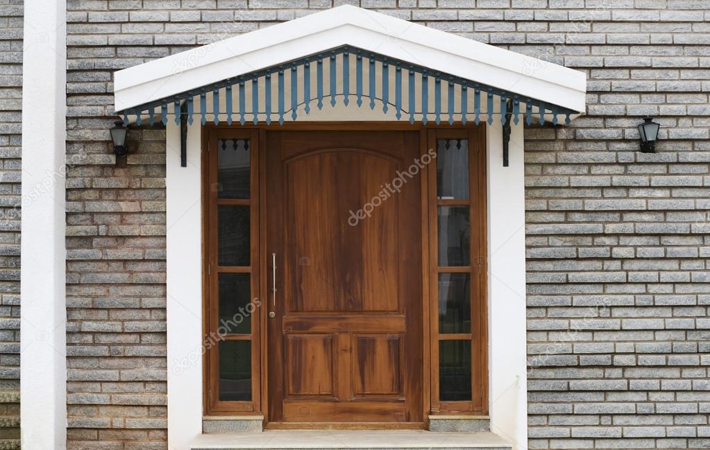 Closed door of a house
