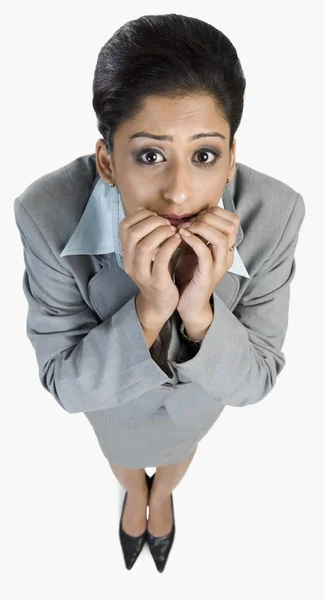 Businesswoman looking terrified — Stock Photo, Image