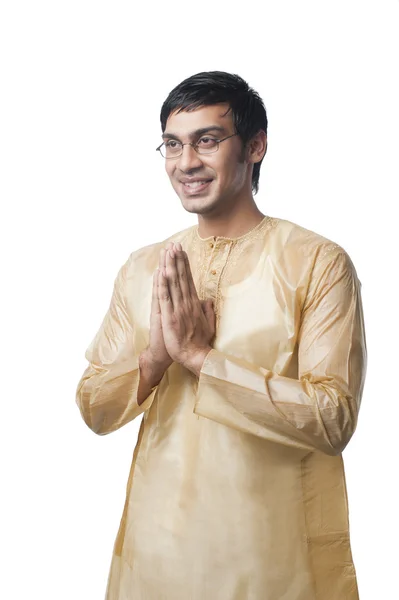 Bengali man standing in a prayer position — Stock Photo, Image