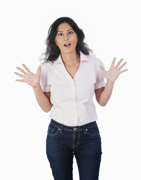 Mujer mirando sorprendido — Foto de Stock