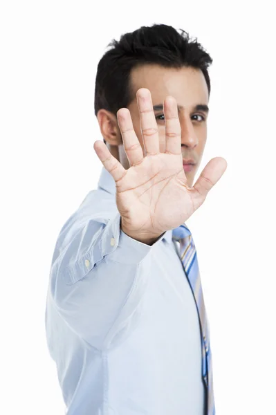 Businessman showing a stop gesture — Stock Photo, Image