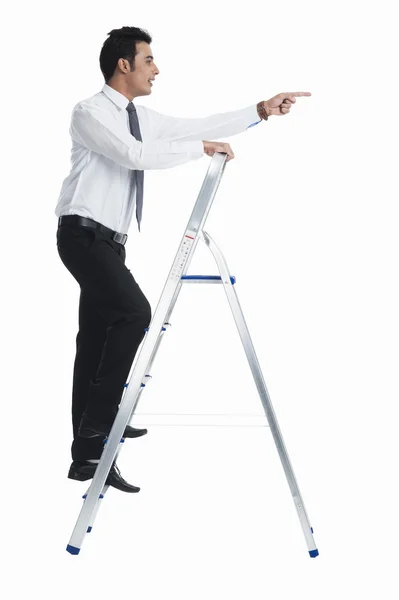 Businessman on a ladder — Stock Photo, Image