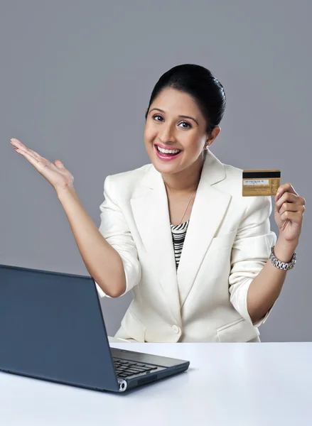 Businesswoman looking excited — Stock Photo, Image
