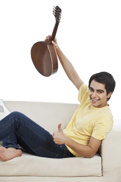 Man holding a mandolin — Stock Photo, Image