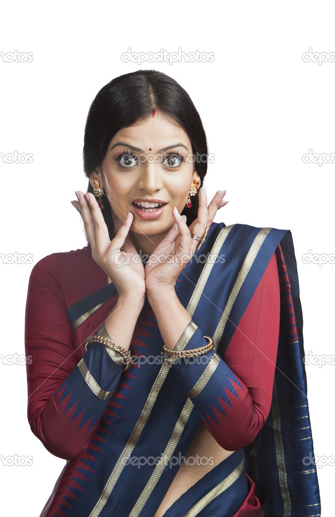 Indian woman looking surprised