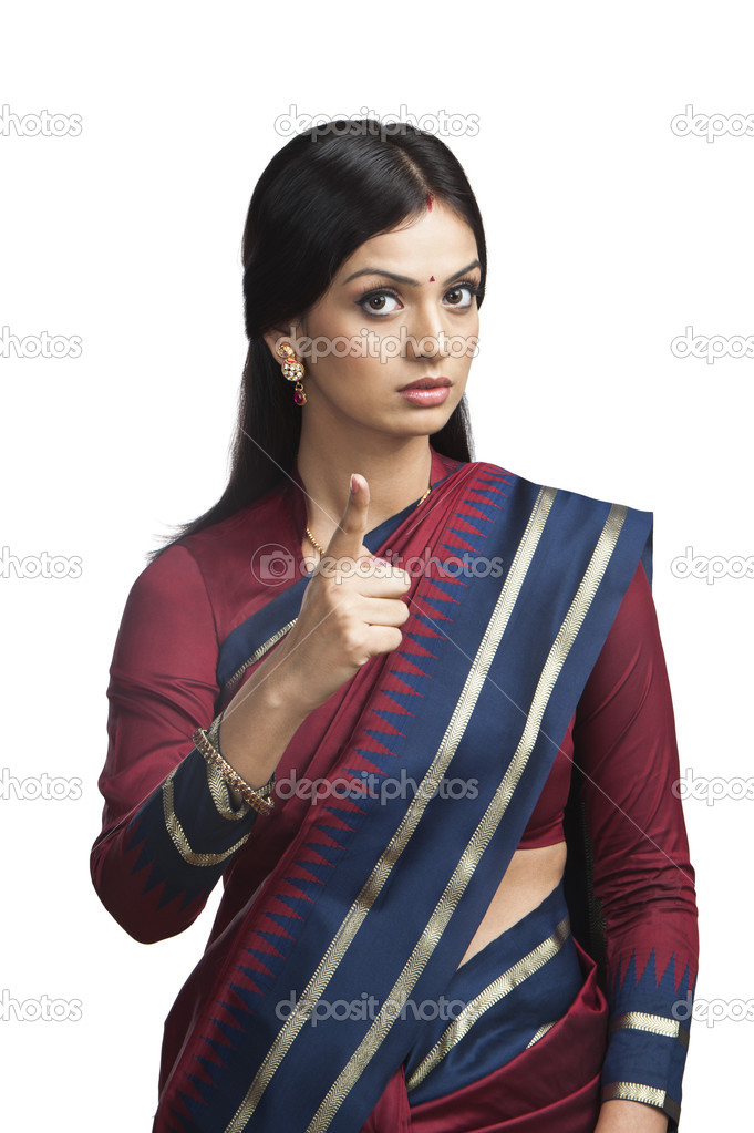 Indian woman pointing