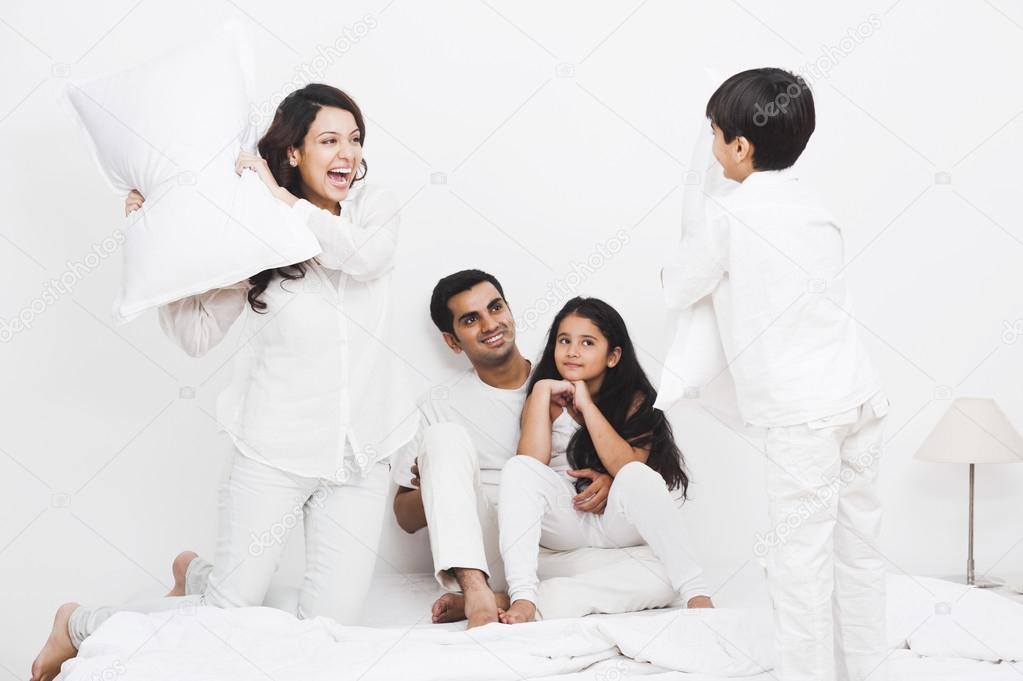 Family Pillow Fight Stock Photo C Imagedb Seller 33139075