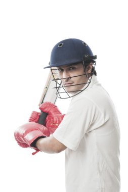 Batsman playing cricket clipart