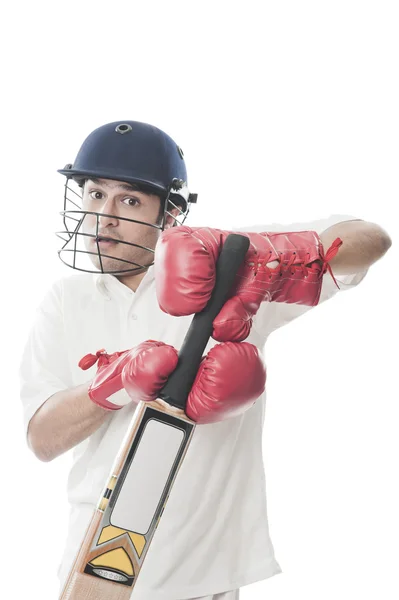 Batedor jogando críquete — Fotografia de Stock